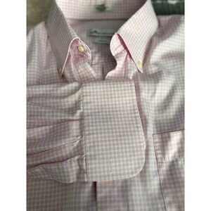 Peter Millar L Comfort Soft Mens Pink White Check Long Sleeve Cotton Button Down